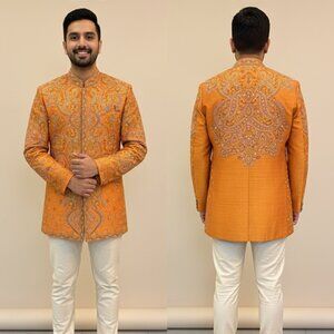 Orange Hand Embroidered Jacket